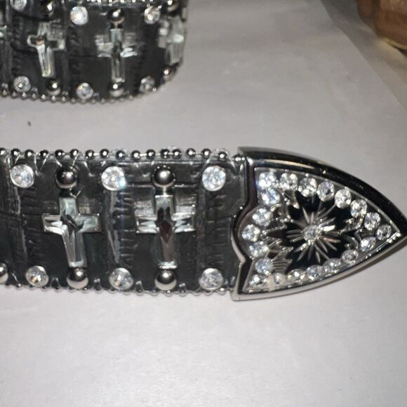 Western Rhinestone SM Bling Belt Crosses Black  Rhinestone Buckle 29 Crosses main image 11